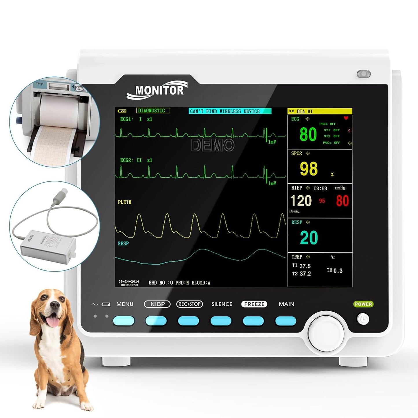 Veterinary Patient Monitor Multi 6 Parameters Monitor with ETCO2 for Pets
